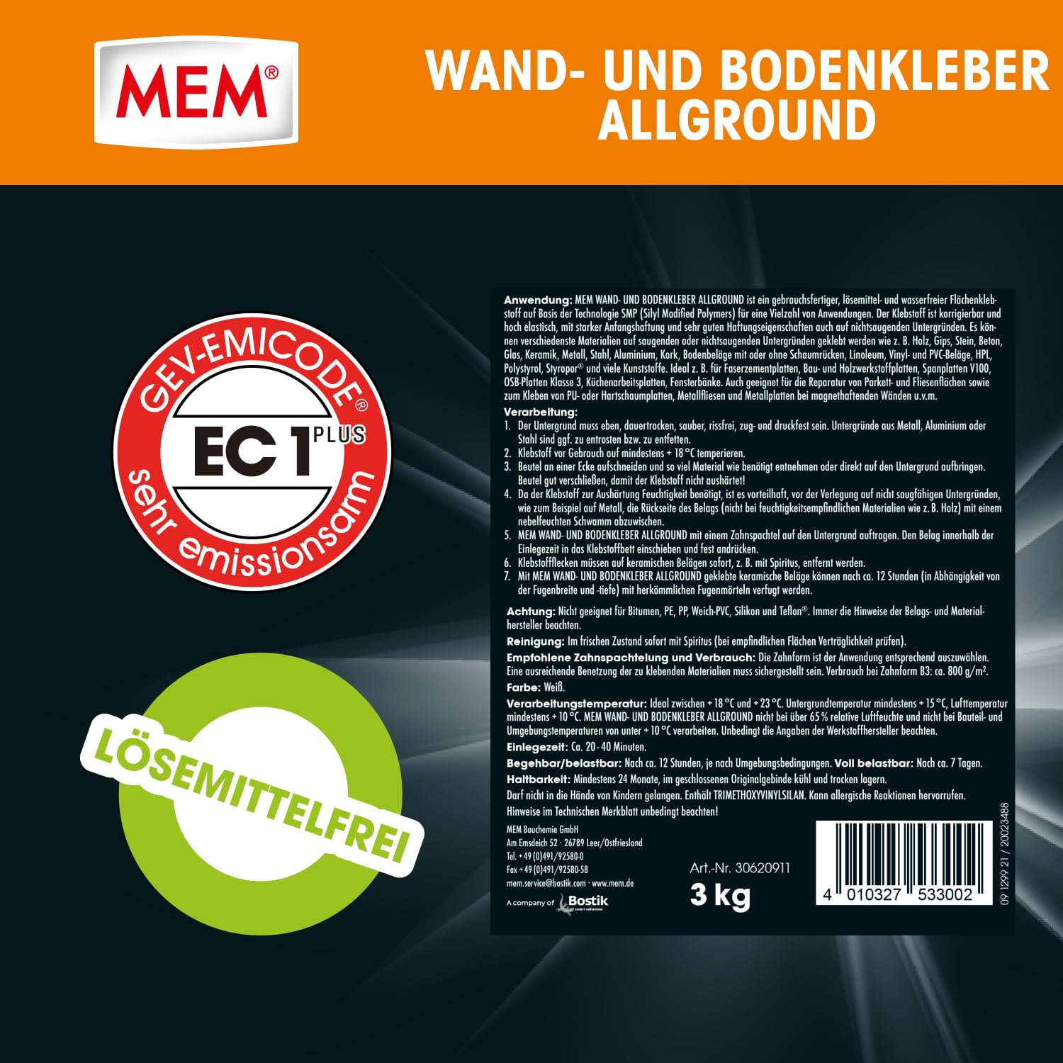 MEM Wand und Bodenkleber Allground - 3 kg