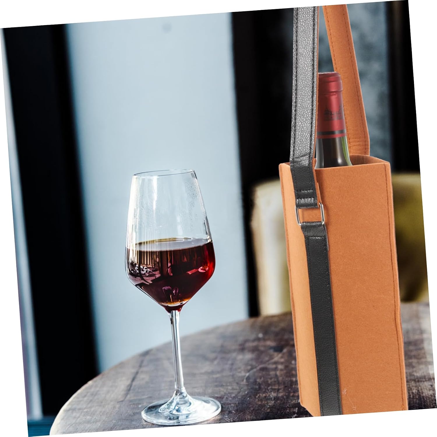 Single Wine Bottle Felt Tote Bag Portable Storage for Outdoors