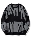 ZAFUL Men's Oversized Sweater Y2K Aesthetic Flame Graphic Crewneck Knit Pullover Unisex Casual Sweaters
