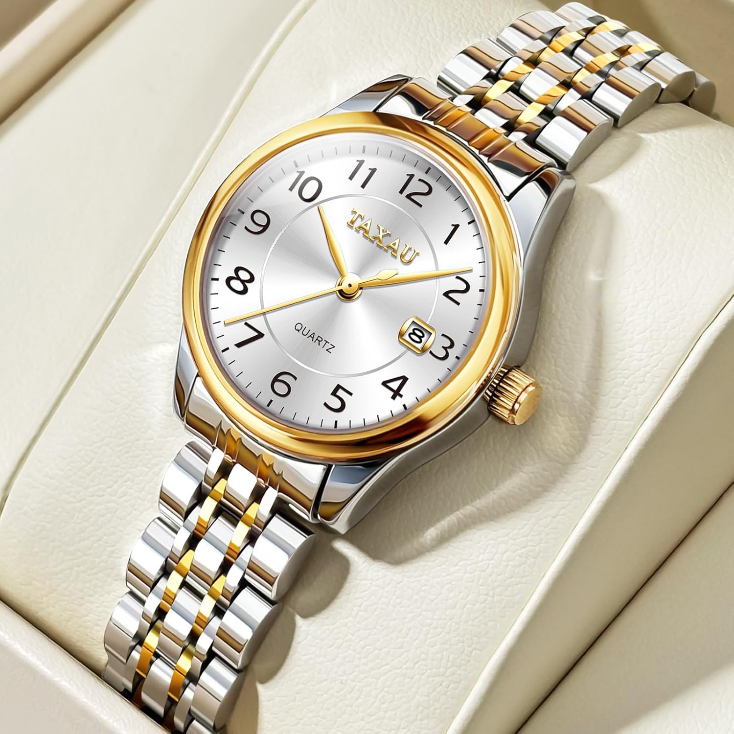 Womens Watch Luxury Dress Gold Silver Two Tone Stainless Steel Watches for Women Waterproof Small Simple Easy Read Ladies Watch Dainty Analog Quartz Women's Wrist Watches Reloj para Mujer - Image 7