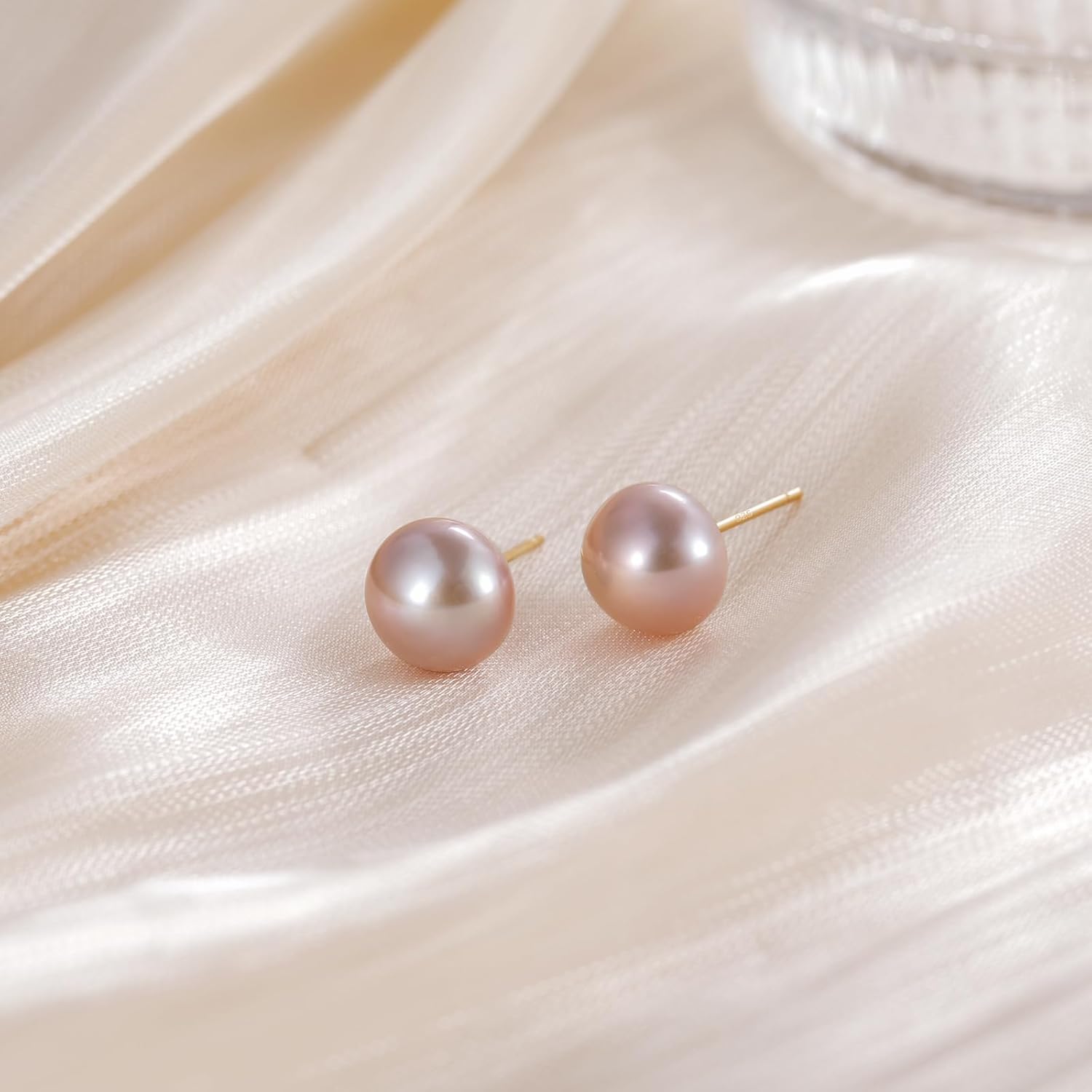 EAMTI Pearl Earrings for Women Trendy 18K Gold Plated Sterling Silver Freshwater Cultured Pearl Stud Earrings Hypoallergenic 5.5-9.5MM - Image 3