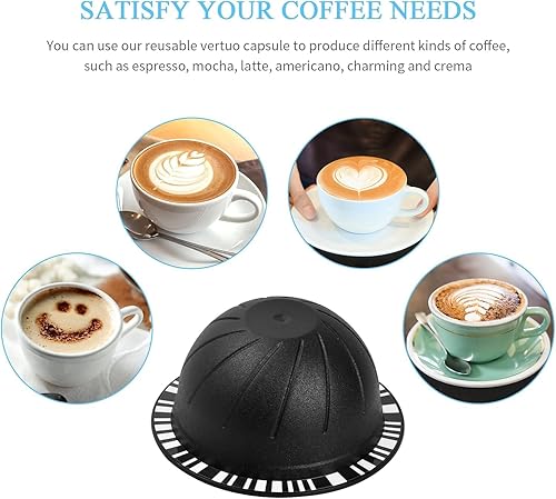 Miniatura 7 de 5 cápsulas de café reutilizables Vertuo, cápsulas de café recargables, compatibles con máquina de café Nespresso Vertuo, con 2 cápsulas de café