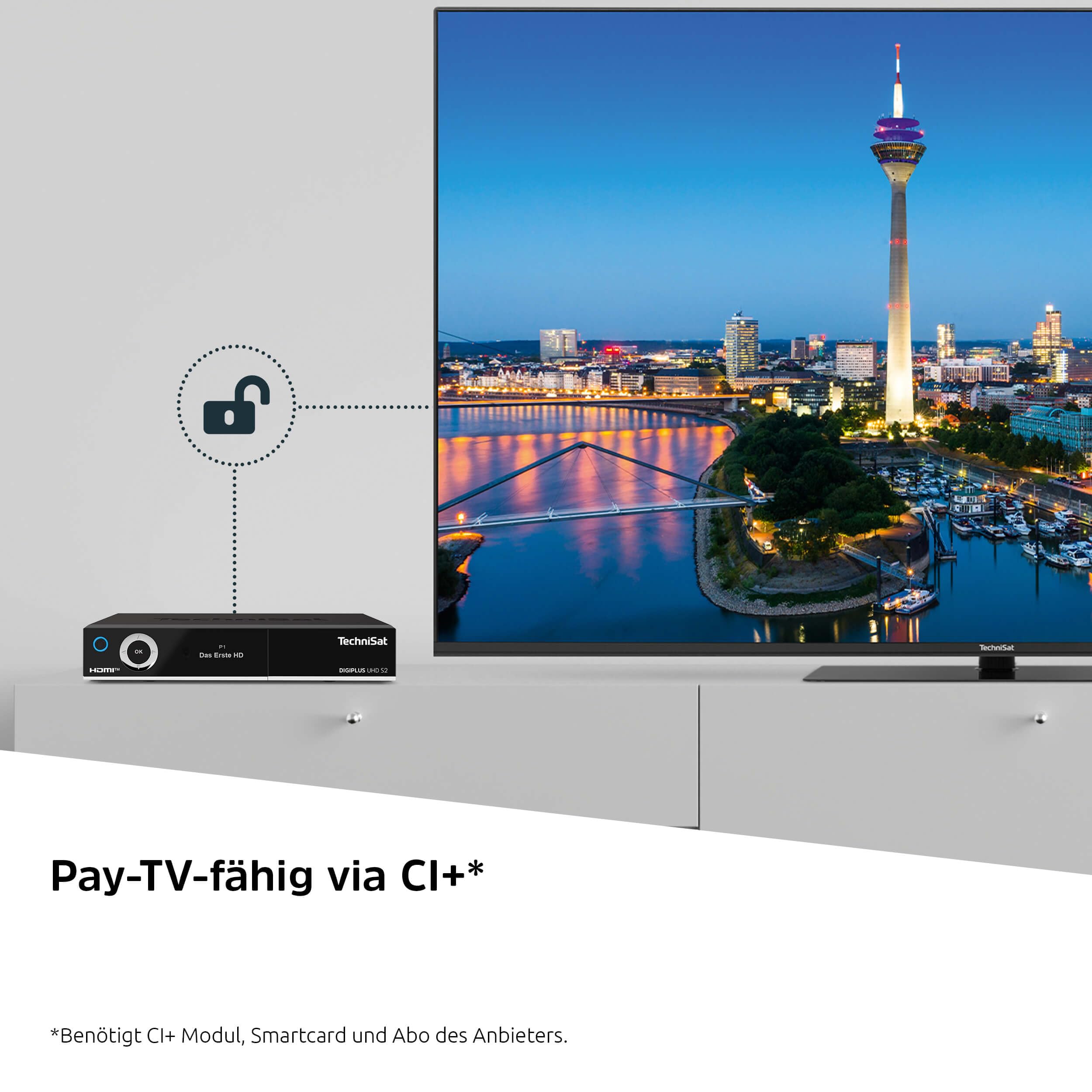TechniSat DIGIPLUS UHD S2-4K Sat Receiver mit alphanumerischem Display und Twin Tuner (DVB-S/DVB-S2, HEVC, H.265, PVR Aufnahmefunktion, WLAN, LAN, CI+, USB, OLED) schwarz