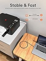 Vista 2 de CableCreation - Cable USB 2.0 A macho a B macho para impresora, escáner, fax y copiadora, 5 pies, color negro