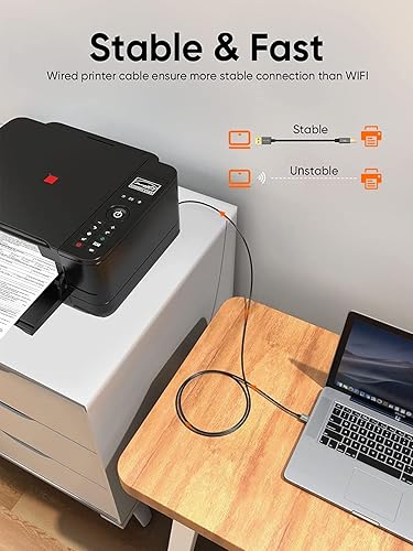 Miniatura 2 de CableCreation - Cable USB 2.0 A macho a B macho para impresora, escáner, fax y copiadora, 5 pies, color negro