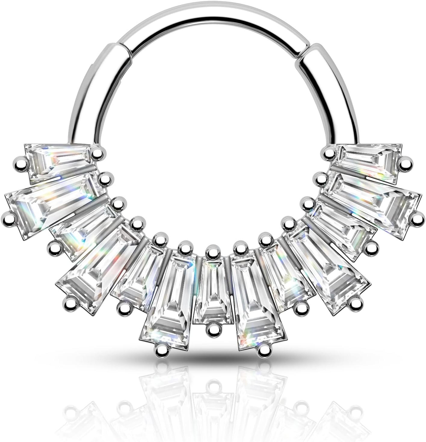 Minimalist Septum Rings 16G Silver Septum Jewelry Clear CZ Helix Daith Earrings for Women Stainless Steel Daith Piercing Jewelry