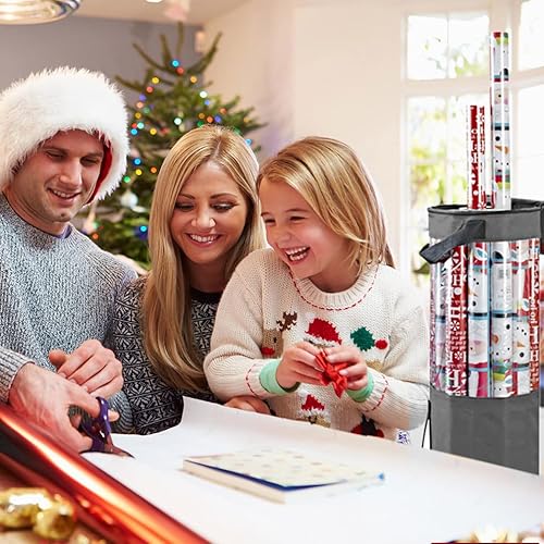 Miniatura 5 de ProPik Bolsa organizadora de almacenamiento de papel de regalo almacena hasta 25 rollos de 40 pulgadas poliéster resistente y bolsa transparente de