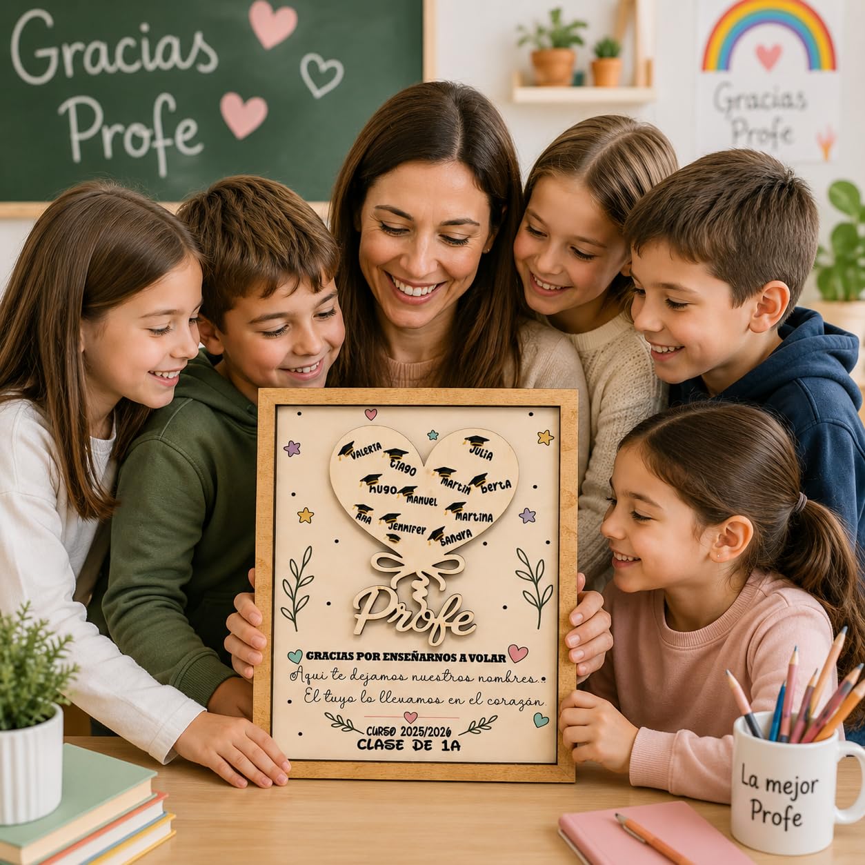 Regalo para Profesora Personalizado – Detalle Elegante para Maestra Infantil y Guardería, Acabados Premium y Fácil Limpieza, Regalo Profe Original Fin de Curso para Profesores y Maestras