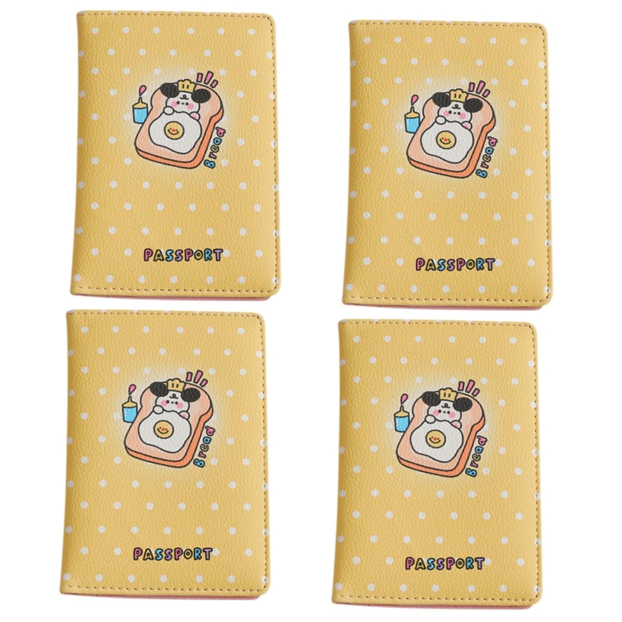 STOBOK 4piezas Funda De Pasaporte De PU De Diseño De Caricatura Organizador De Viaje para Tarjetas y Documentos para Estudiantes y Viajeros Protección Resistente y Duradera