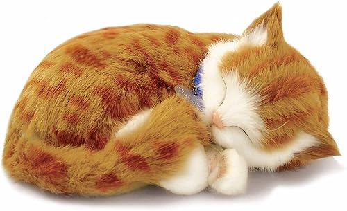 Perfect Petzzz Peluches interactivos y realistas para mascotas, forma de gato naranja, para acompañar a tu perro, hecho 100 % con piel sintética, a