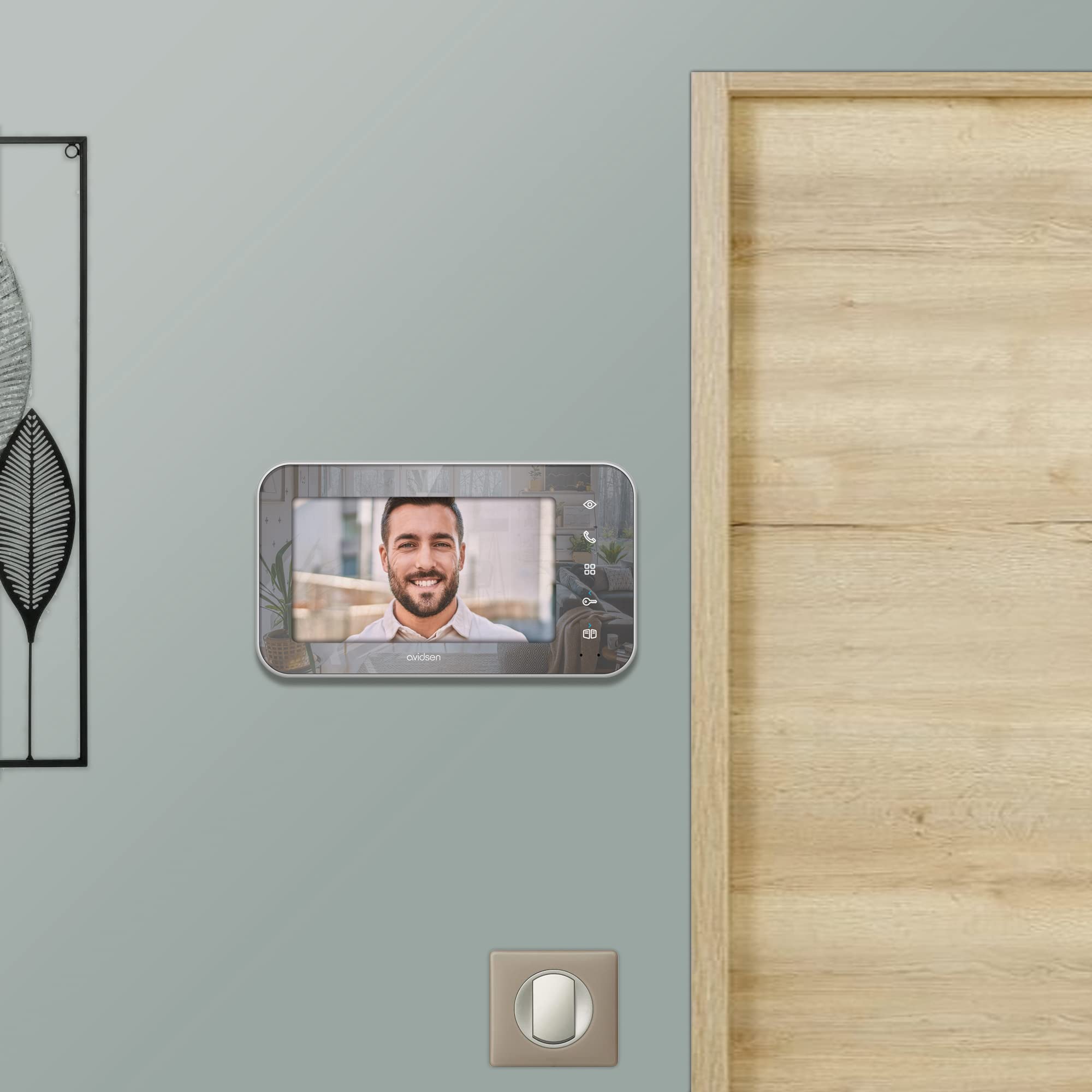 Videocitofono a colori Maya a 2 fili con design ecologico e doppio controllo a effetto specchio - Avidsen - 112291