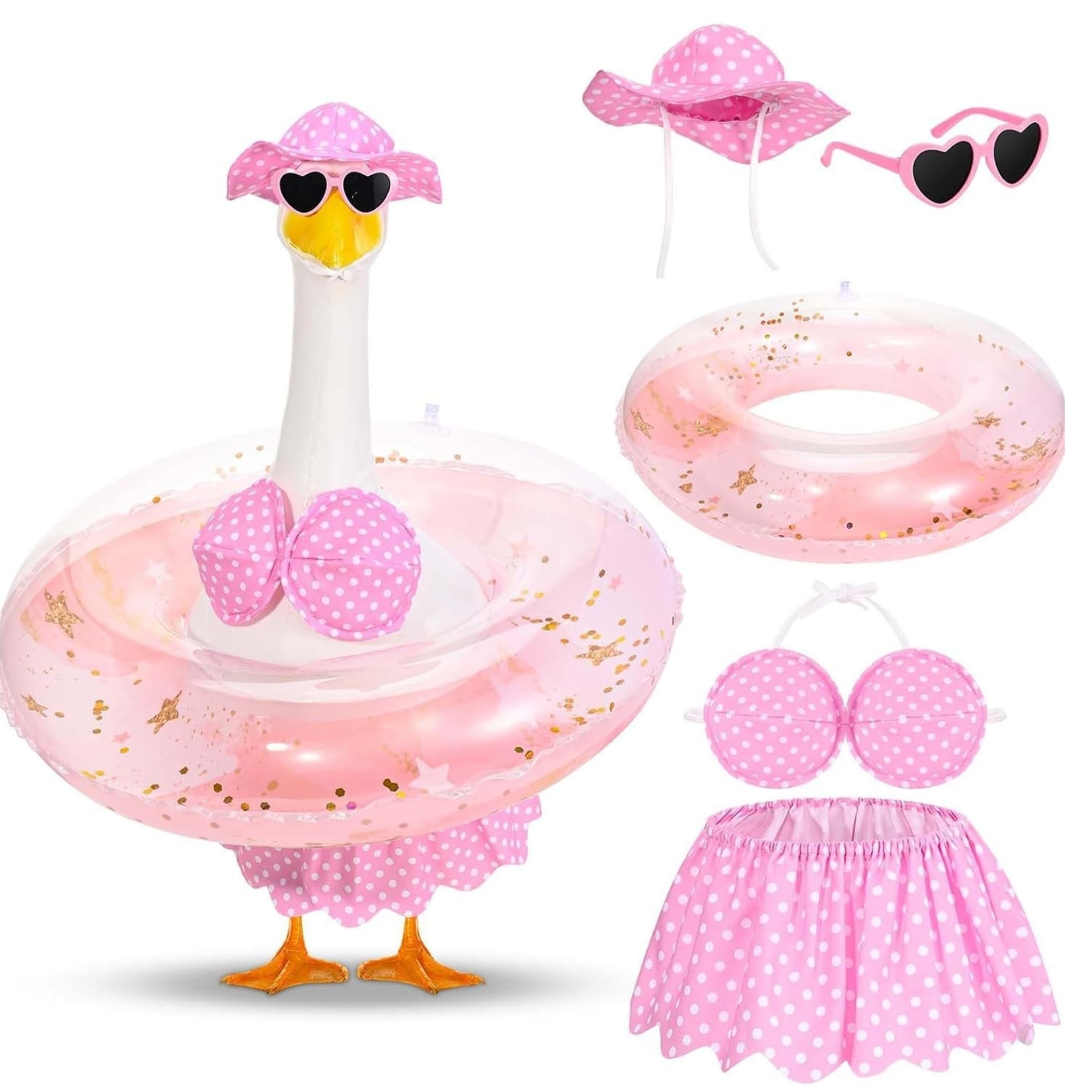 Otbushit porch geese swimsuit: Summer Porch Geese Outfit, Bikini Outfits - Hawaiian-themed Beach Set with Inflatable Glitter Float