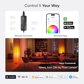 Nanoleaf LED Floor Lamp 1700lm, RGBICW Smart Corner Lamp [Energy Class F]