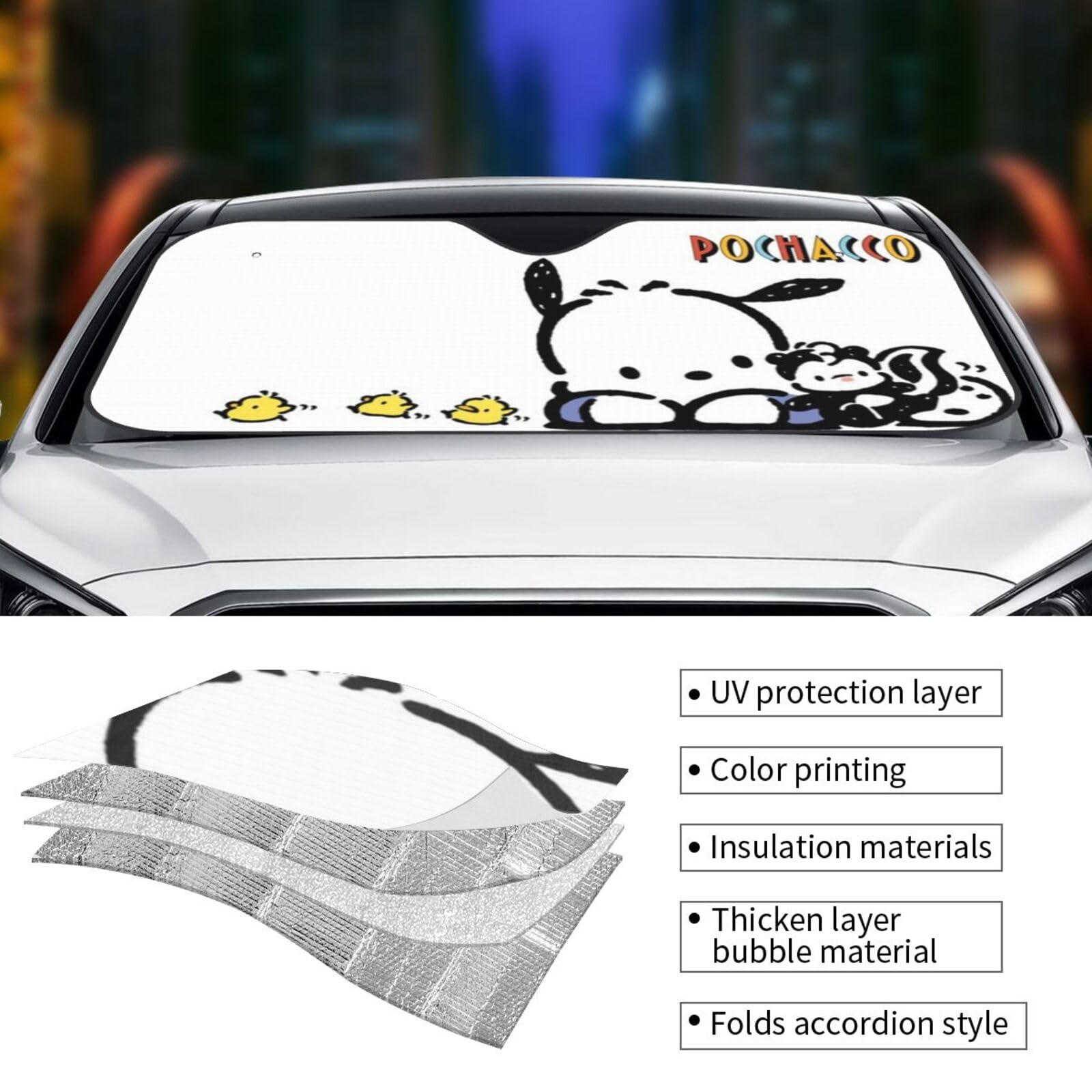 Amazon | ポチャッコ サンシェード 車 フロントサンシェード 遮光 断熱