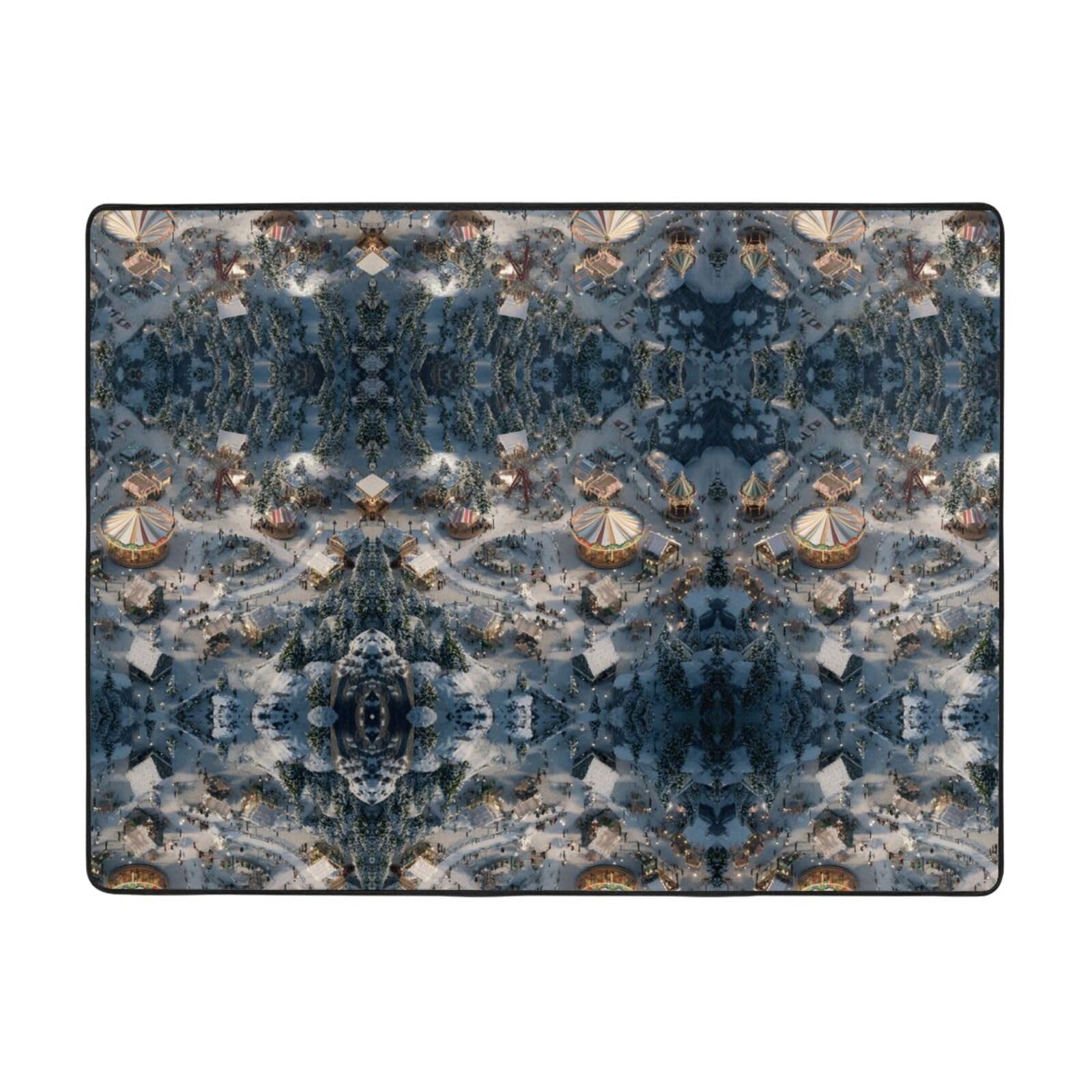 Tapis de sol en flanelle lavable Winter Wonderland pour couloir et cuisine