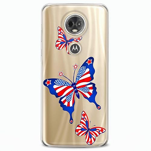 Miniatura 9 de Funda de TPU compatible con Motorola G9 G8 Plus G7 E20 P40 Z4 Edge 20 G22 Stylus Blue Butterflies Flexible Silicone American Flags Art Clear Design
