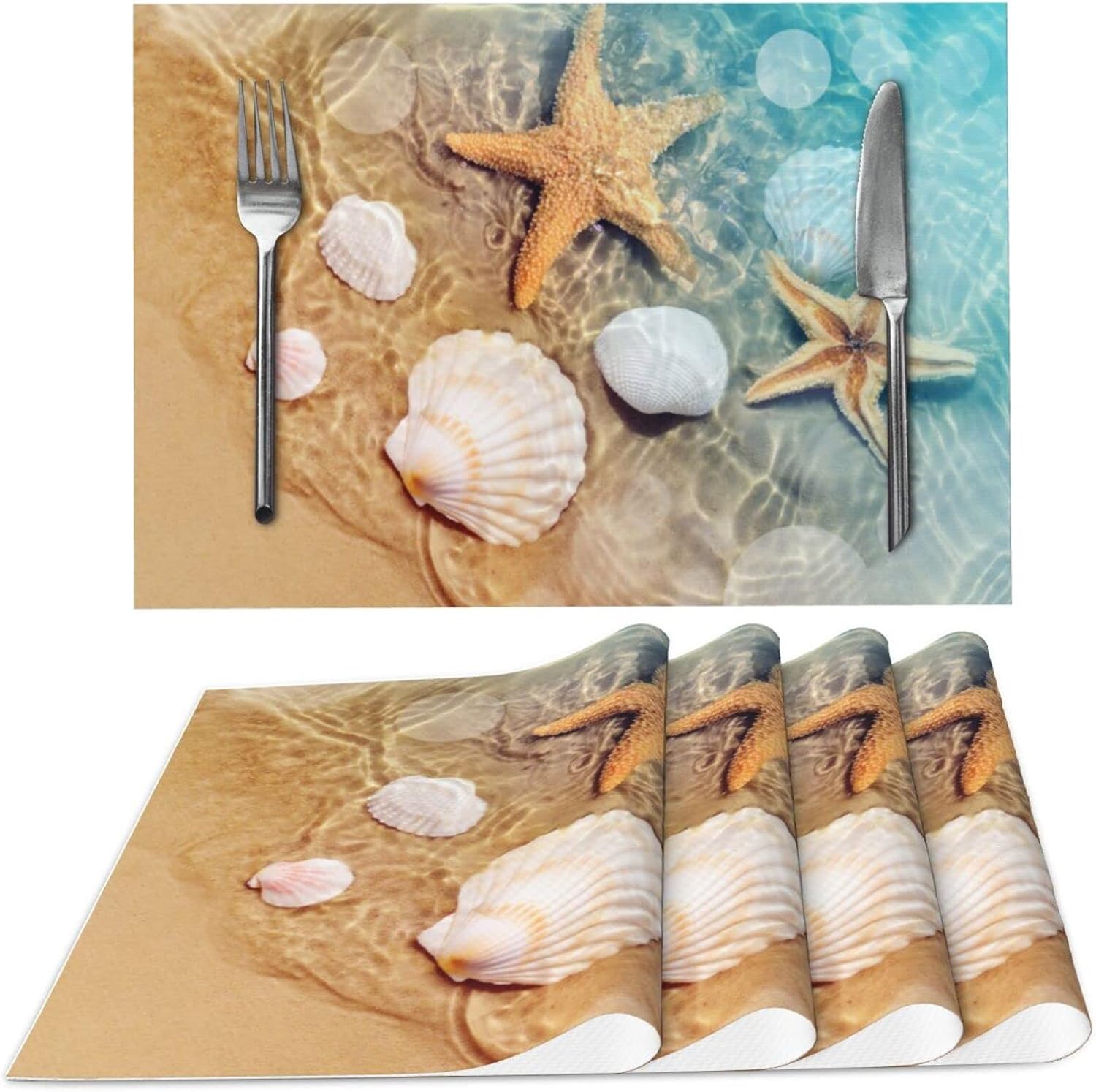 Beach Cloth Placemats for Dining Table Set of 4 Woven Place