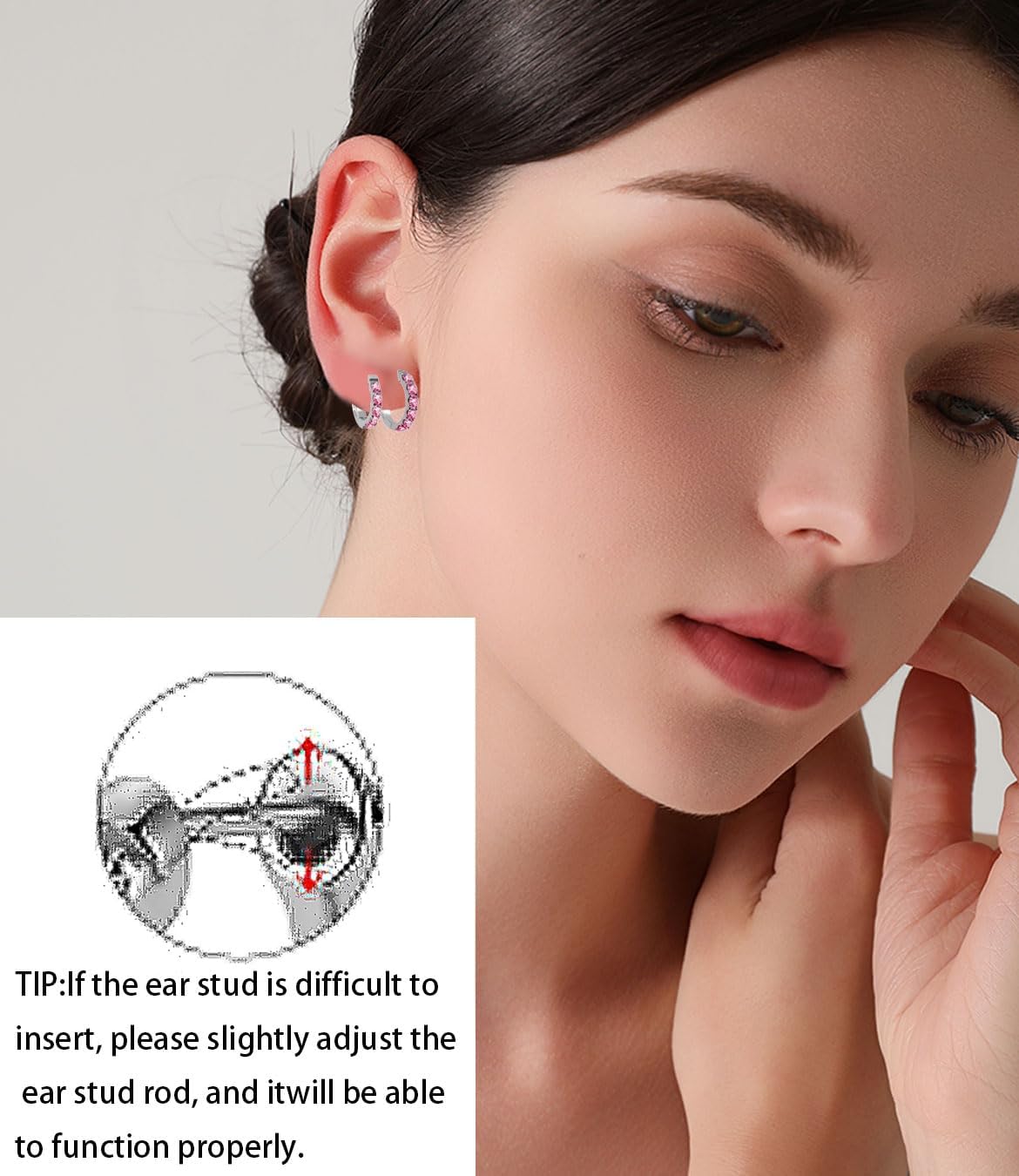WIC titanium alloy F136 colored Moissanite diamond implanted ear piercing straight needle and flat needle earrings