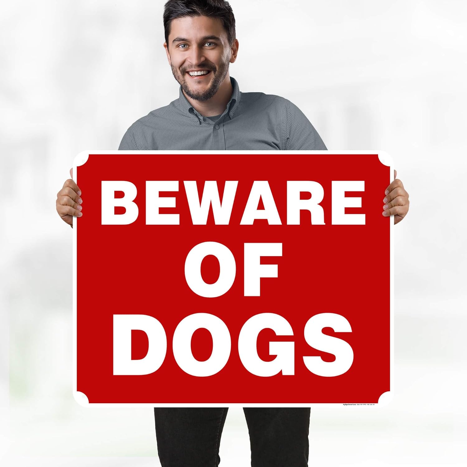 Beware of Dog Sign, 24x30 Inches, 55 mil thick HDPE (high density polyethylene), Made in USA by My Sign Center