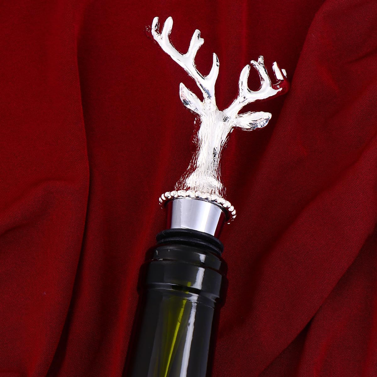 Deer Head Wine Stopper Alloy Bottle Plug for Wine Bottles Reusable Seal Preserver for Home Bar Kitchen Dining