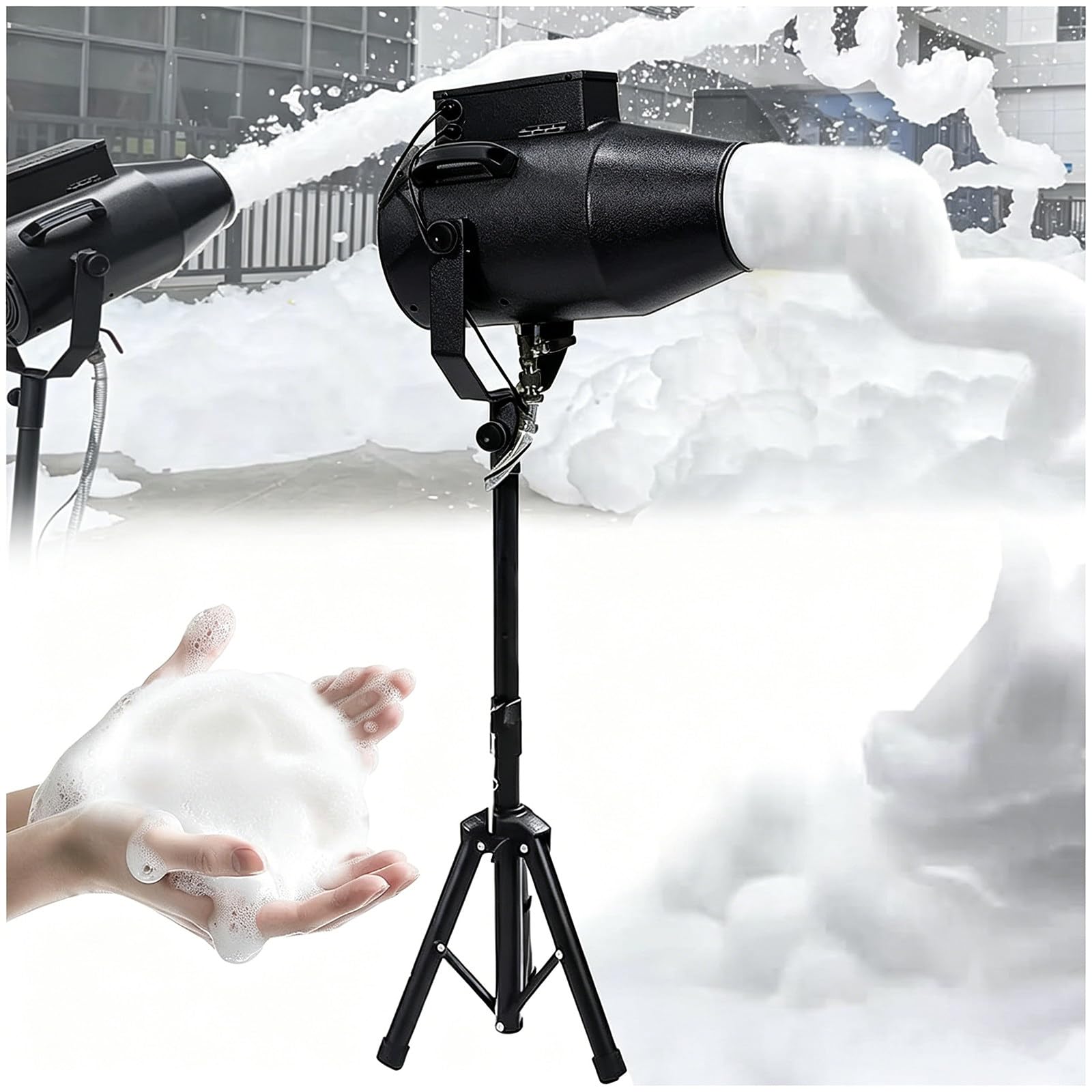 Eastnmythet Outdoor Party Foam Machine, 1000W Large Stage Foam Machine for Business Celebrations, Backyard Pool Garden Bubble Maker Black