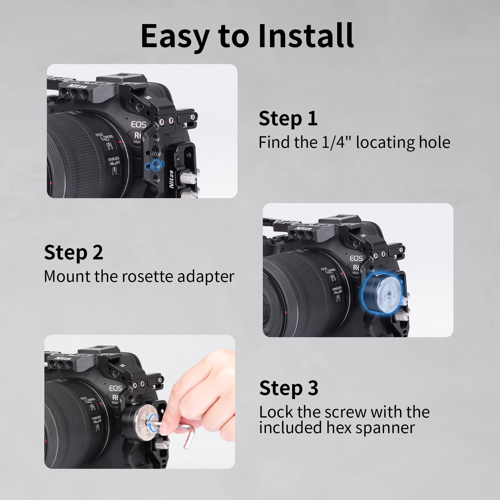 Nitze ARRI Standard Rosette Adapter, Adaptador de Roseta Hembra para ARRI con Tornillo de 1/4" y Pasadores de Fijación Desmontables, para Jaula de Cámara y Asa Lateral - N64B