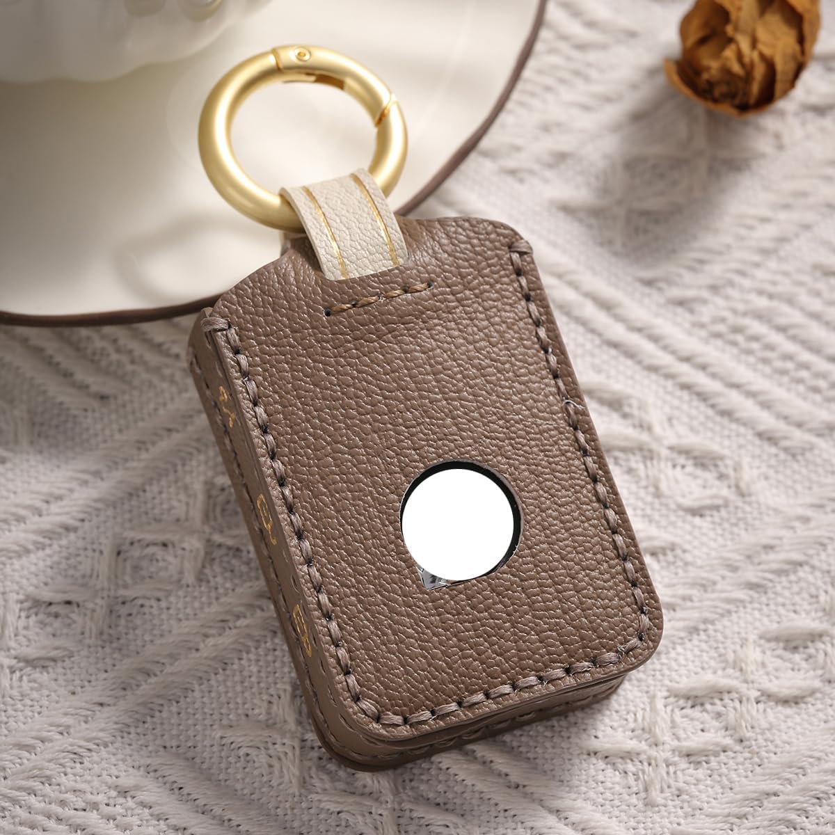 Premium Leather Key Fob Cover Case for Volvo S60 S90 XC40 XC60 XC90 V60 V90 2018-2025 2026, Remote Key Holder Accessories (Brown)