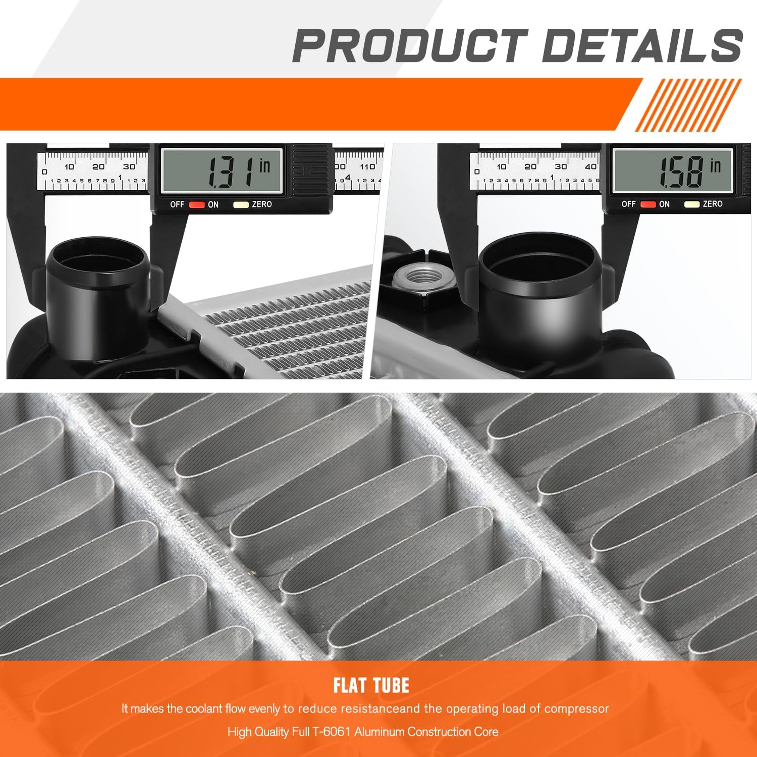 PM PERFORMOTOR DPI 1047 Cooling Radiator Replacement Compatible with 89-94 Buick Century Chevy Celebrity Oldsmobile Pontiac 3.1L 3.3L V6, 26-3/8" W X 17" H X 1-1/4" D, 1-5/16" / 1-9/16" Inlet/Outlet