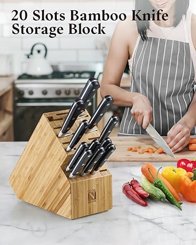 Vista 5 de Cook N Home - Bloque para guardar cuchillos de bambú, 19 ranuras