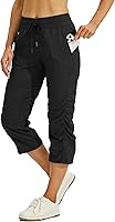 WILLIT Women's Quick-Dry Striped Capris Pants - Lightweight Travel Hiking Workout Casual Pants with Pockets