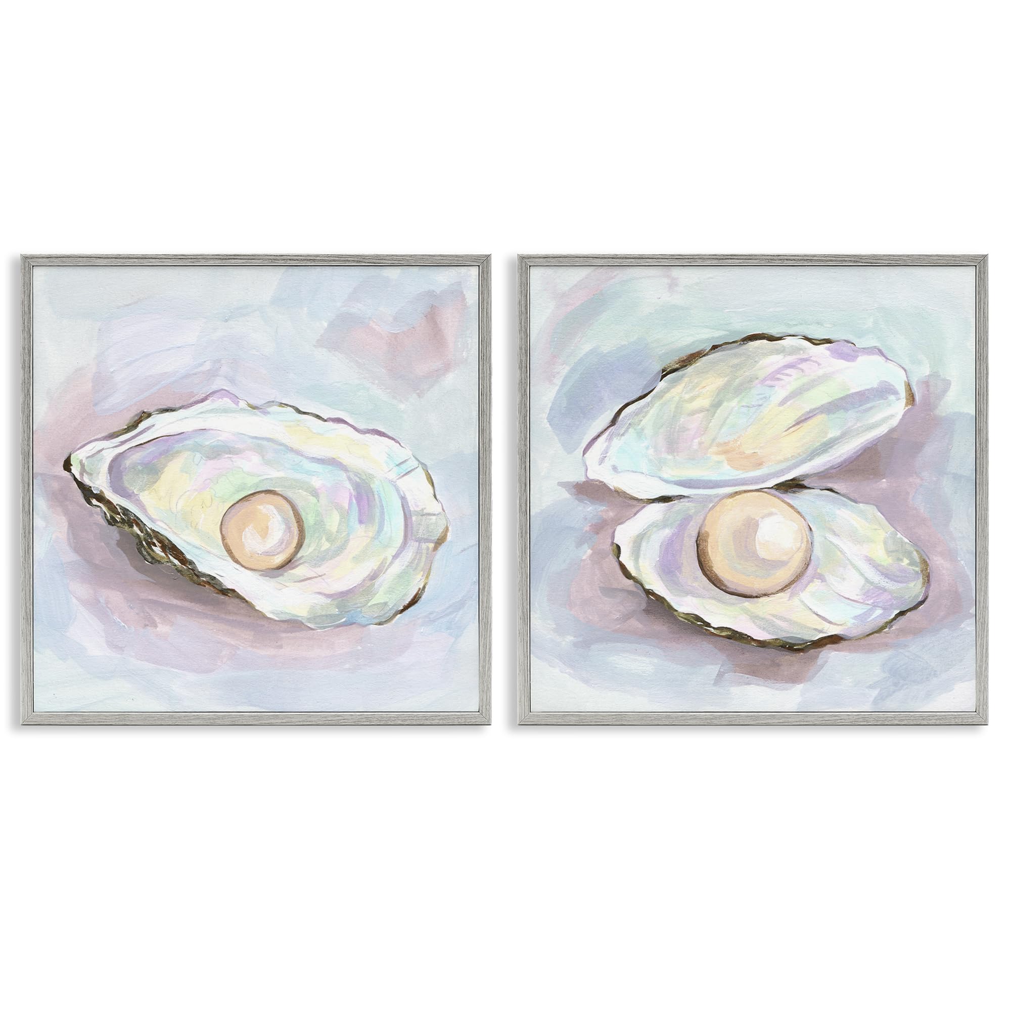 Oyster Pearl Shell Nautical, 17 x 17 Inch Framed Giclée Print Set