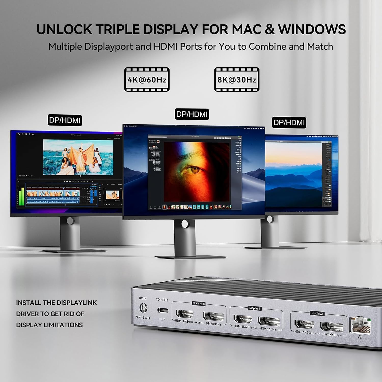 Minisopuru MD6950U DisplayLink Docking Station 3 Monitors with 3 HDMI 3 DP image 3