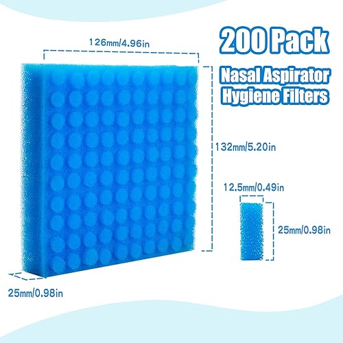 Miniatura 29 de Paquete de 100 filtros higiénicos de aspirador nasal de alta calidad, repuesto para filtros de aspirador nasal de bebé, sin BPA, ftalatos y látex