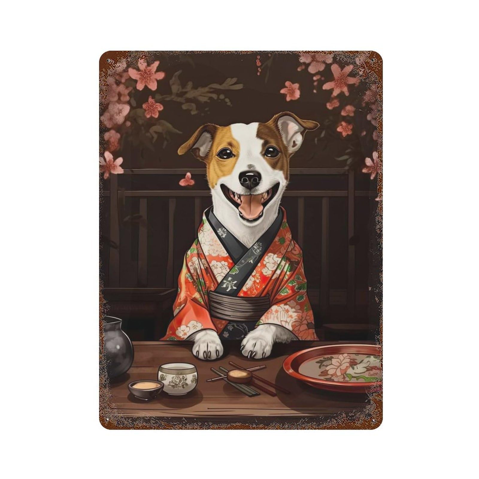 Jack Russell Terrier Food Weathered Tin Sign 15.7"x11.8", Ideal for Shed, Workshop And Garage Wall Decor