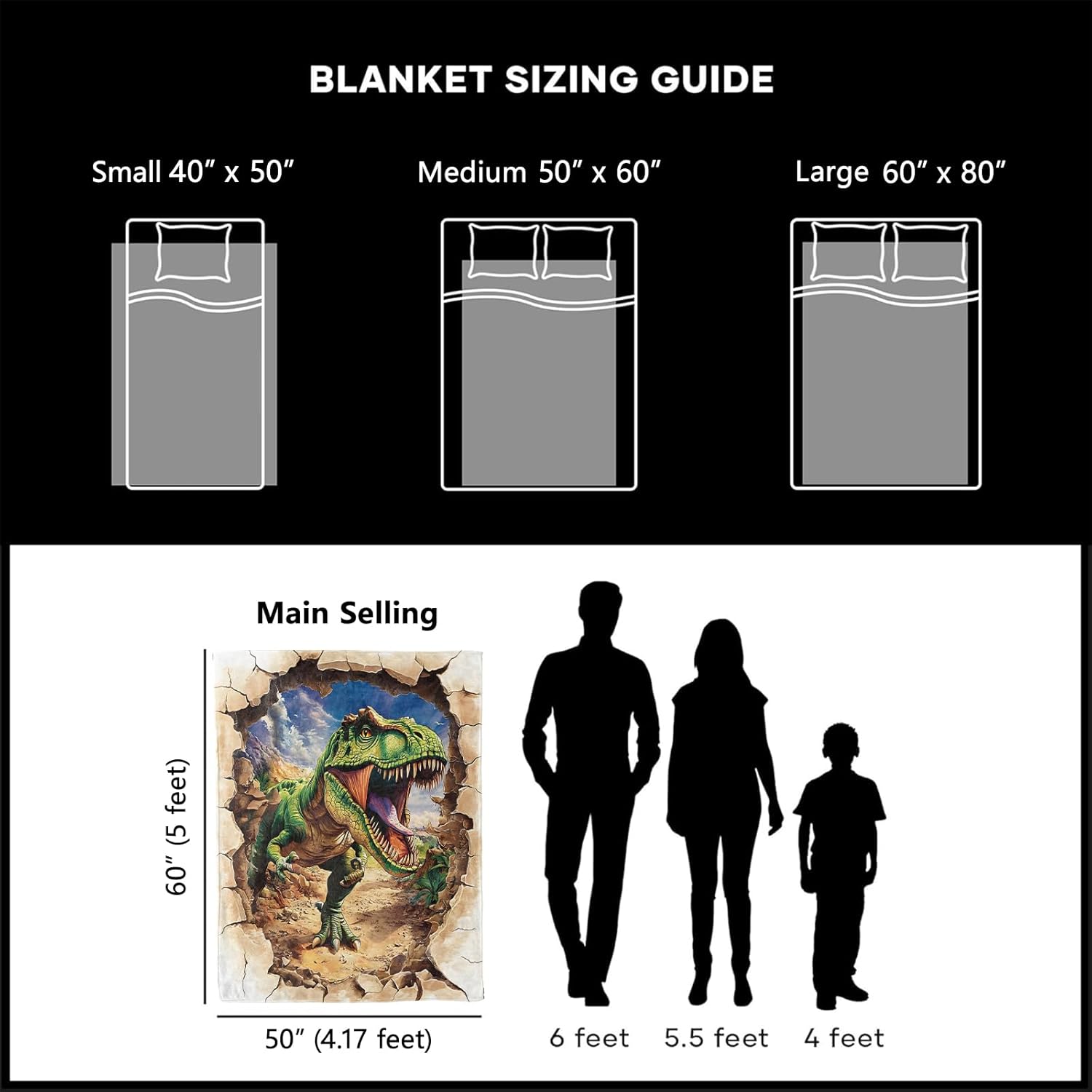 Funny Dinosaur Blanket, Cozy Cracked Wall Dino Design Throw Blanket for Couch Bedroom Outdoor, Lightweight Soft Flannel Travel Blankets, Gifts for Men Boys Women Kids, Cabin Dorm Decor 50"×60"