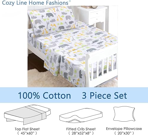 Miniatura 30 de Danica Juego de sábanas de 3 piezas 100% algodón para niños y niñas, incluye sábana superior, sábana bajera, funda de almohada estándar