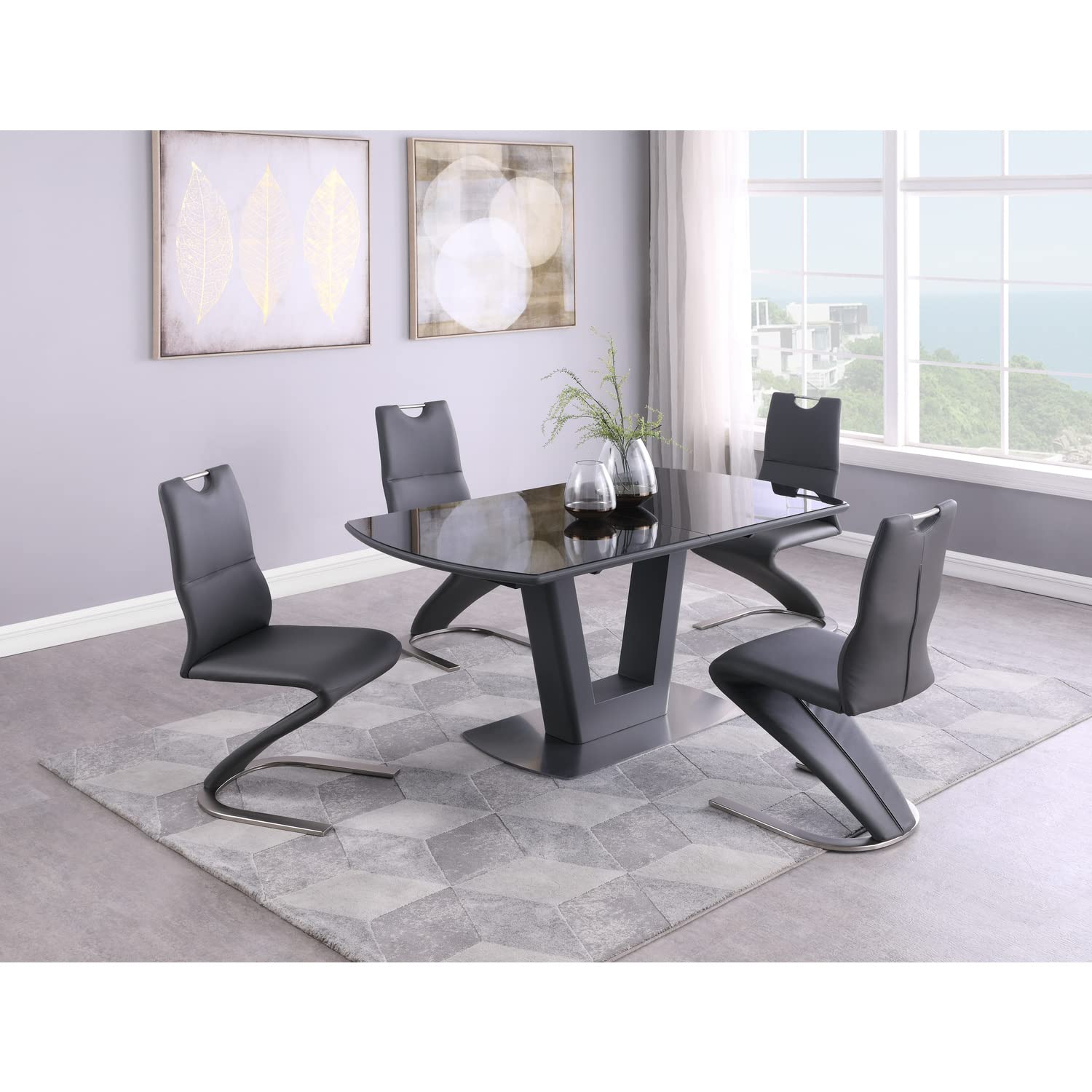 Chintaly Imports Suri Handle-Back Contemporary Side Chair in Gray (Set of 2)