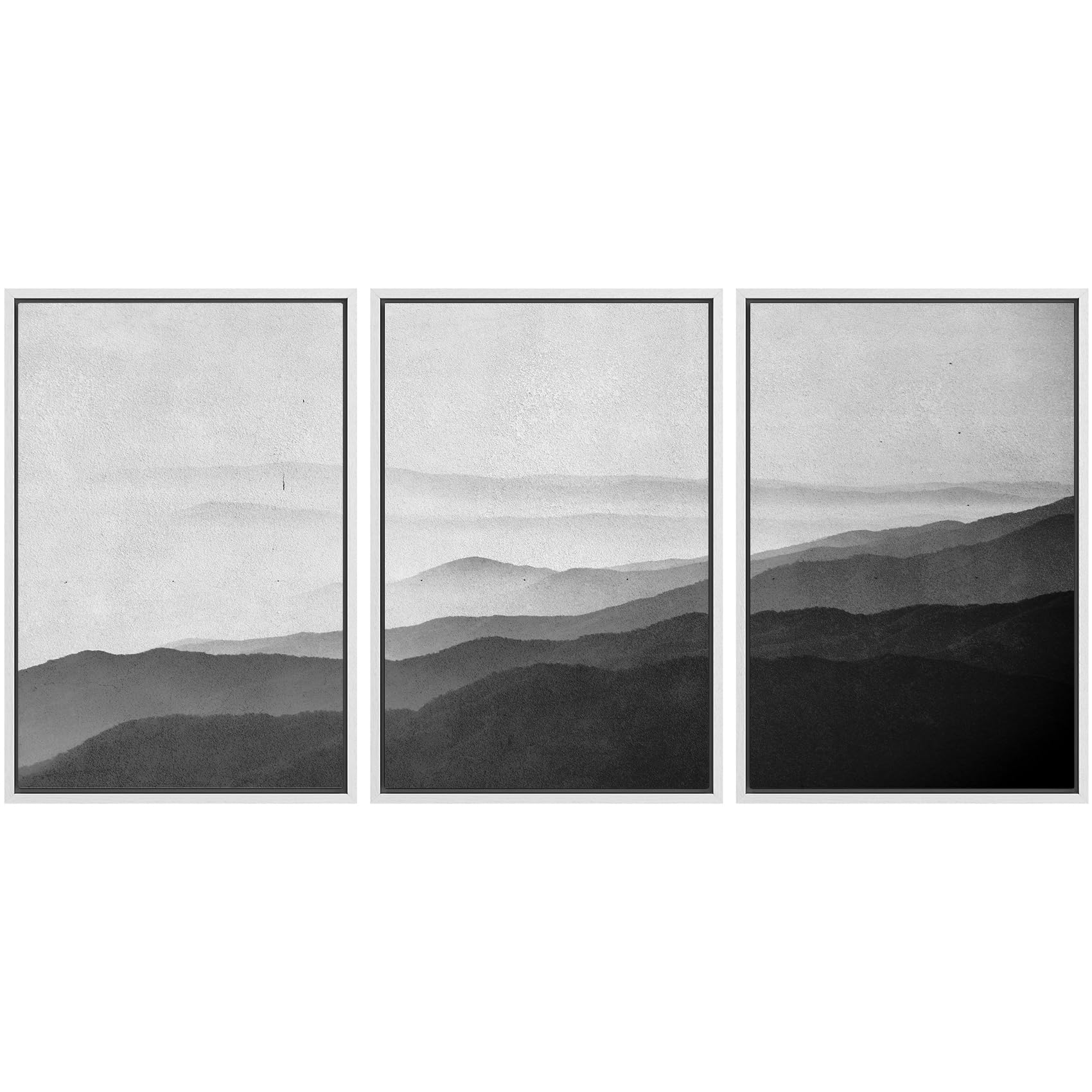SIGNWIN Framed Canvas Print Wall Art Set Blue White Grunge Geometric Pattern Abstract Shapes Cozy Neutral Decorative Contemporary Minimal for Living Room, Bedroom, Office - 24"x36"x3 Natural — view 29