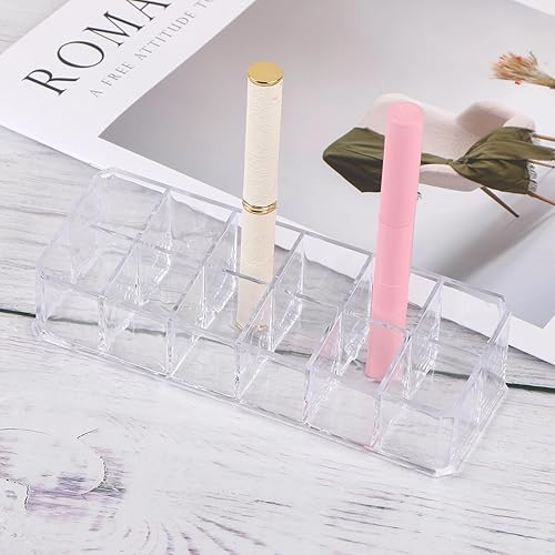 Miniatura 4 de Estuche organizador de lápiz labial acrílico de 12 ranuras, organizador transparente de maquillaje cosmético, soporte para almacenamiento de