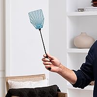 Vista 6 de Matamoscas de acero azul, paquete de 6 matamoscas manual, matamoscas manual de plástico duradero, matamoscas de mango largo, matamoscas y moscas