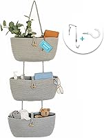 Vista 8 de OrganiHaus Cestas colgantes de pared negras para almacenamiento Cestas colgantes para organizar el baño Almacenamiento detrás de la puerta