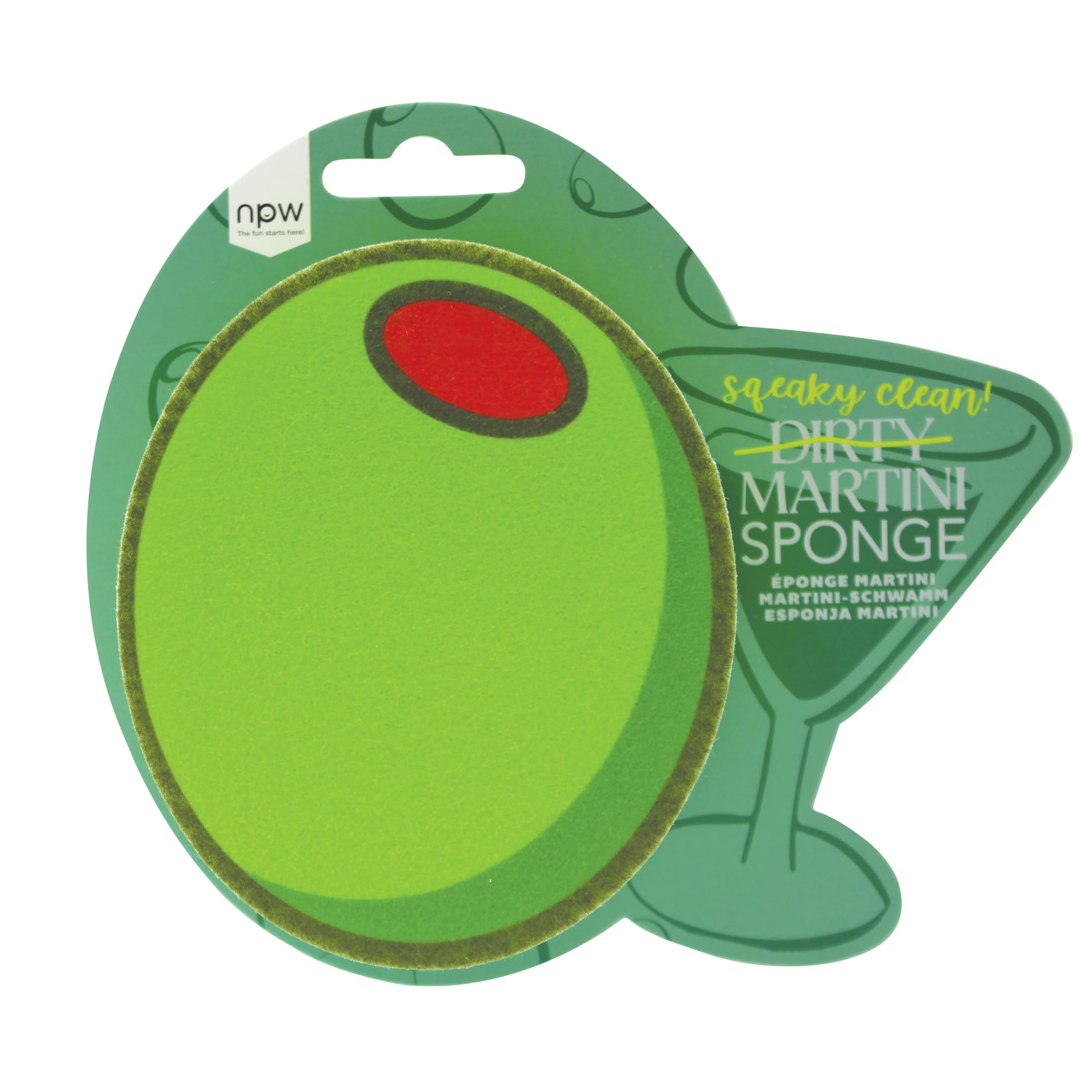 Esponja para Martini Sucio NPW: Estropajo con forma de aceituna para platos y vasos, una divertida herramienta de limpieza de cocina para los amantes del Martini.