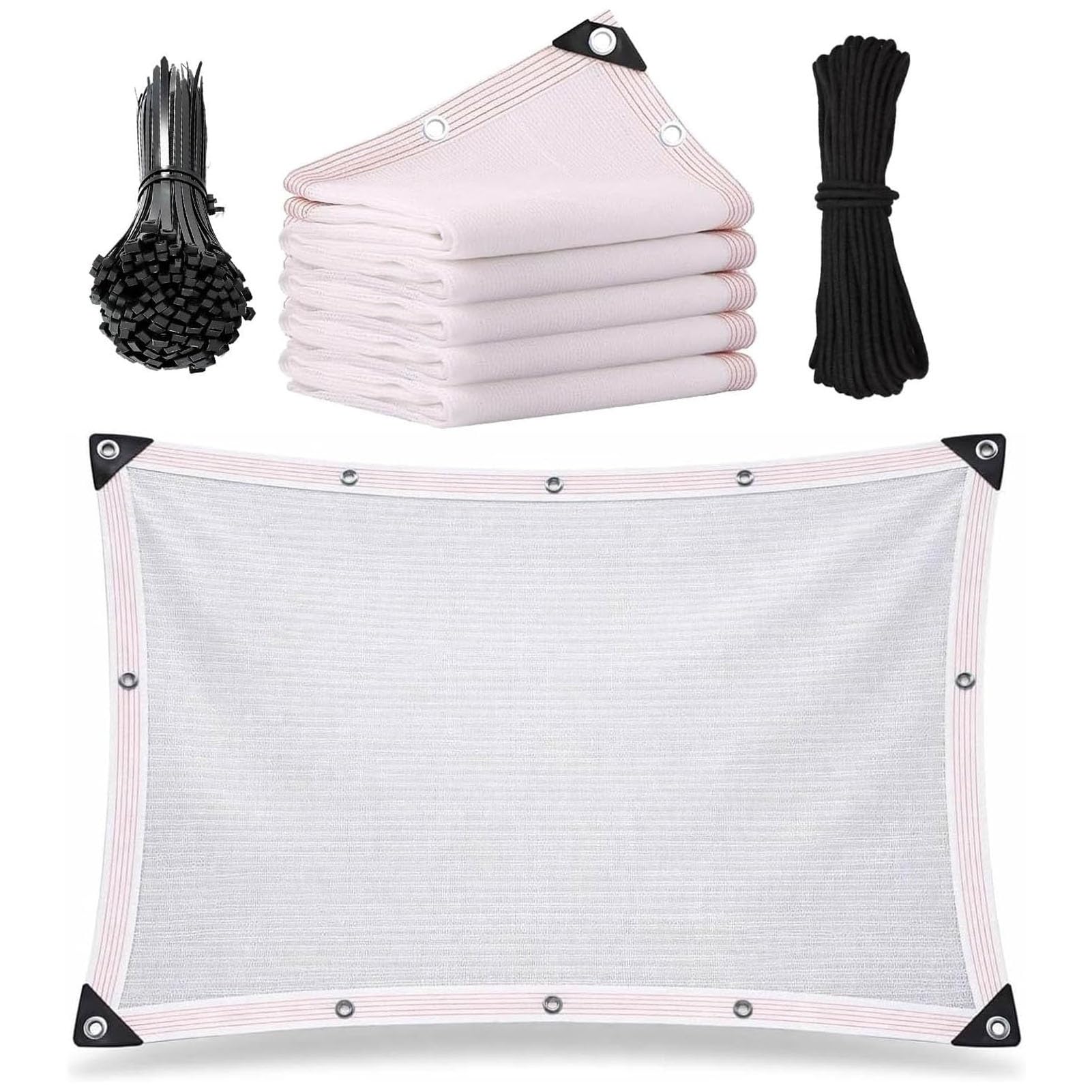 Voile d'ombrage blanc extérieur 3x18m avec oeillets pour plantes