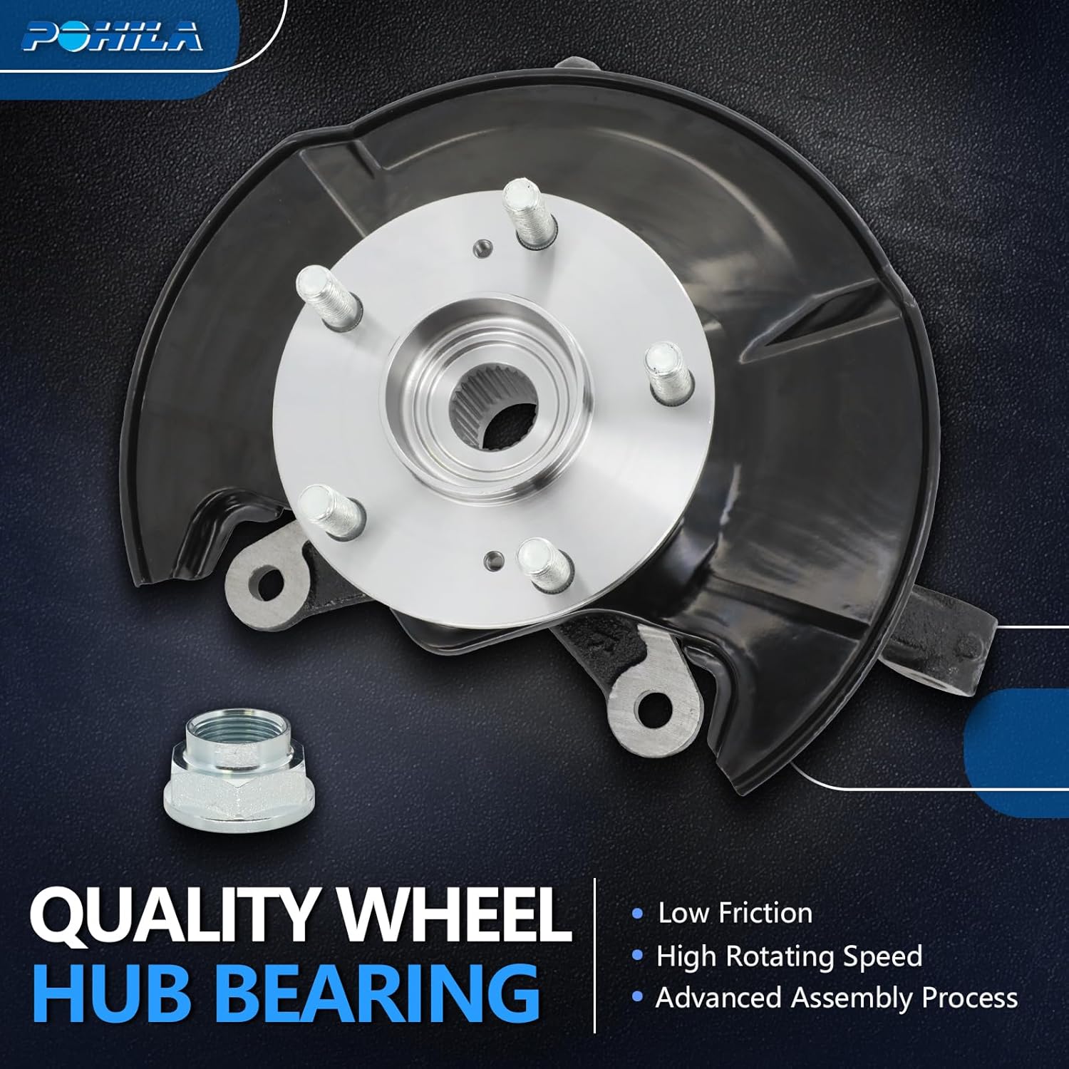 Front Right Steering Knuckle & Wheel Bearing Hub Assembly for Honda Civic 2006 2007 2008 2009 2010 2011, Without Si Mugen Si Model, 698-450 698450,Right Passenger Side