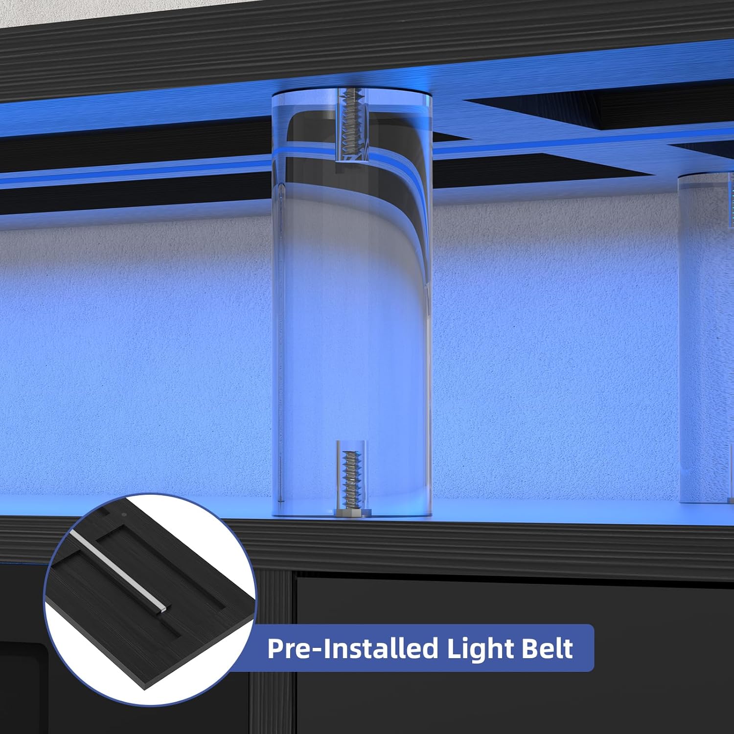 Ludatido 70" Fireplace TV Stand with 36" LED Lights, Modern Entertainment Center for TVs Up to 80", 2 Tier Console Cabinet for Living Room