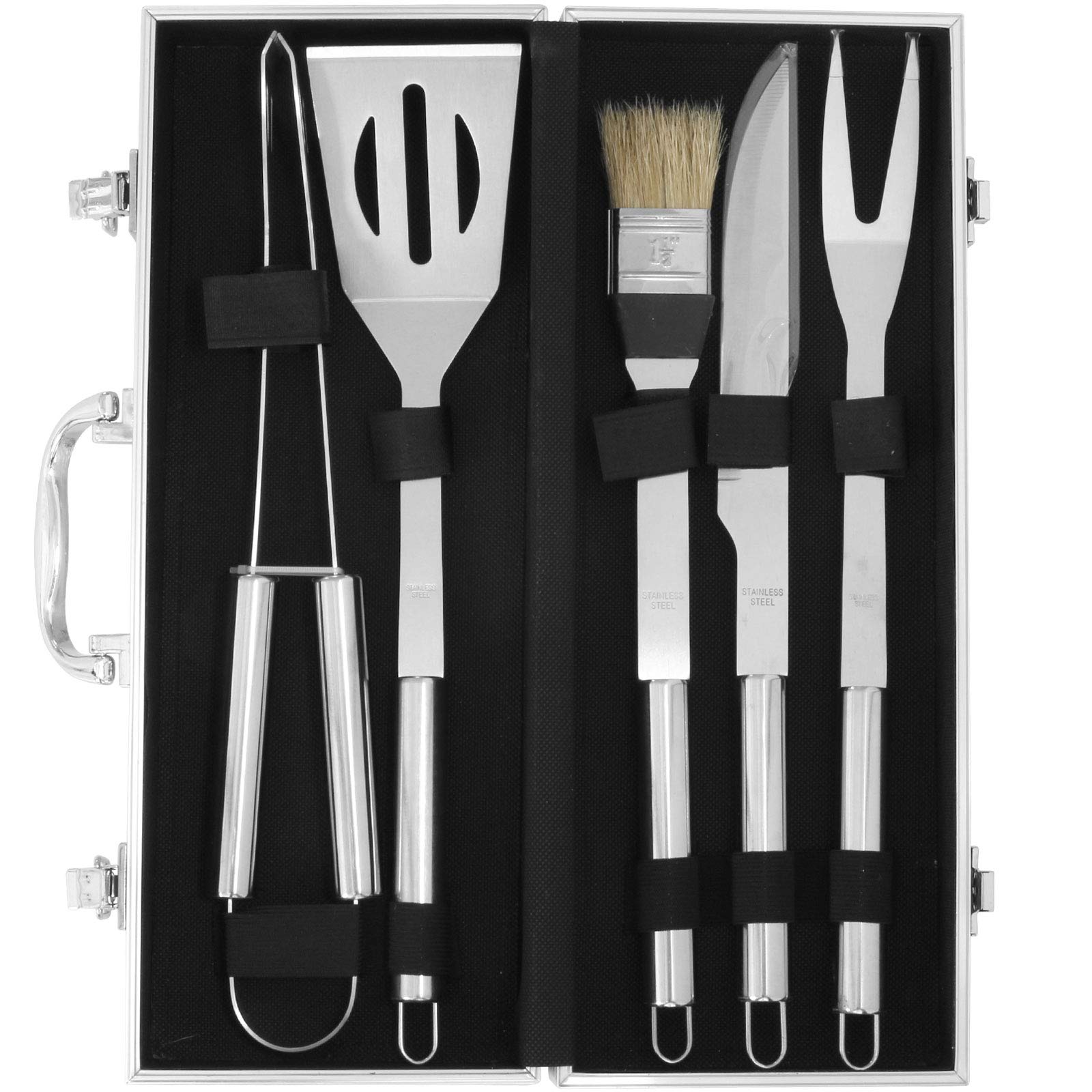 Grillkoffer BBQ Koffer Grillbesteck 5-teilig mit Ihrer individuellen Gravur