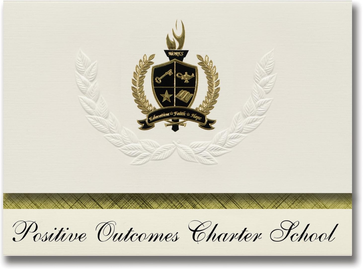 Signature Announcements Positive Outcomes Charter School (Camden, DE) Graduation Announcements, Presidential style, Basic package of 25 with Gold & Black Metallic Foil seal