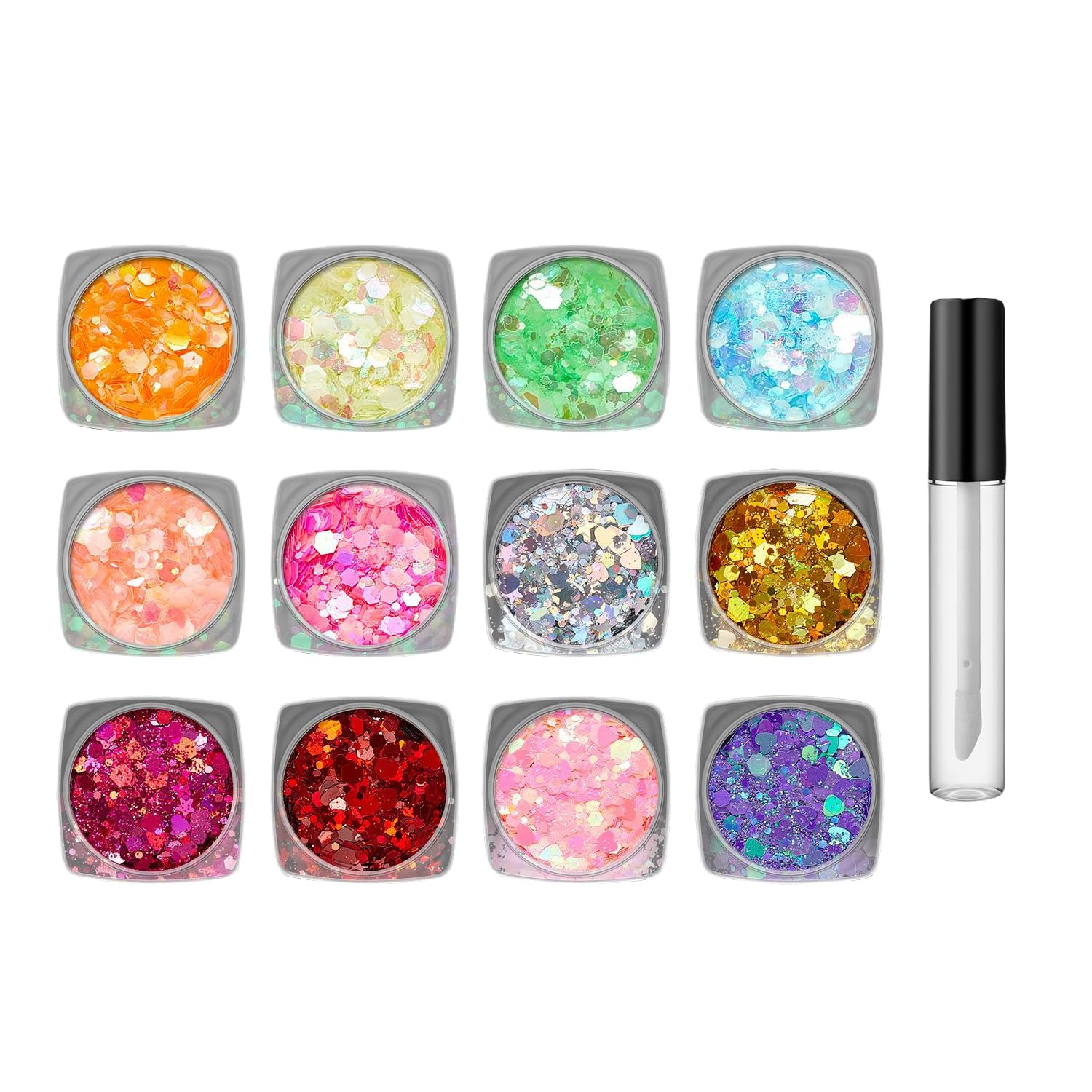 12 Colors Nail Art Glitter Nail Sequins Glow in The Dark Glitter Metallic Shining Flakes Sequins Manicure Tips Nail Art DIY at Home Nail Supplies Nail Decorations Halloween Makeup