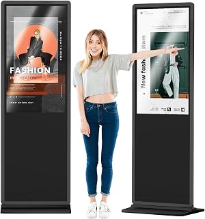 HARZHI 43 Inch 4K LCD Digital Signage Display Kiosk, Indoor Floor Standing Advertising Display Poster, Commercial Display with Auto Media Player, HDMI/USB/WiFi (43" NonTouch-Screen 4K)
