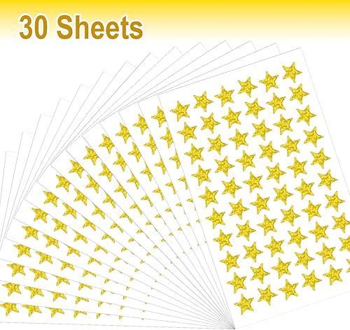 Miniatura 3 de Calcomanías de estrella, calcomanías de estrella doradas, 1200 calcomanías de estrellas pequeñas, calcomanías de estrella de papel de aluminio con